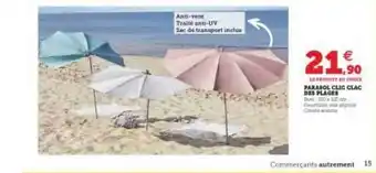 Hyper U Parasol Clic Clac Des Plages offre