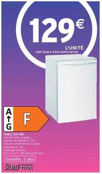 Intermarché Table Top 85 L Starfrost offre