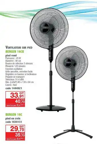 Ciffréo Bona Ventilateur Sur Pied Bergen 16cr, Bergen 16c offre