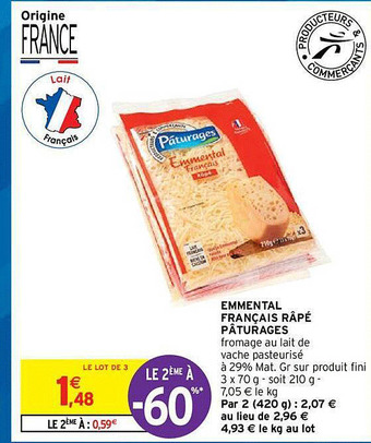 Intermarché Hyper Emmental Français Râpé Pâturages offre