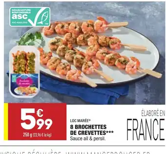 ALDI 8 Brochettes de Crevettes offre