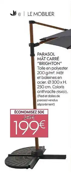 Truffaut Parasol Mât Carré offre
