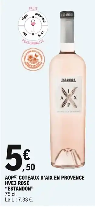 E.Leclerc "ESTANDON" AOP Coteaux d'Aix en Provence HVE3 Rosé offre