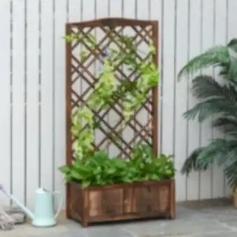 E.Leclerc Brico Jardinière avec treillis - bac à fleurs - jardinière sur pied - dim. 60l x 30l x 122h cm bois sapin traité carbonisation offre