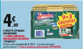 E.Leclerc Spontex 9 Gratte-éponges Microfibre offre