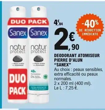 E.Leclerc Deodorant Atomiseur Pierre d'Alun Sanex offre