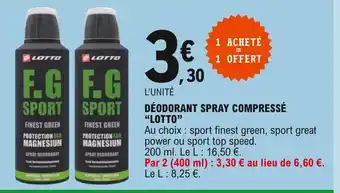 E.Leclerc Déodorant Spray Compressé Lotto offre