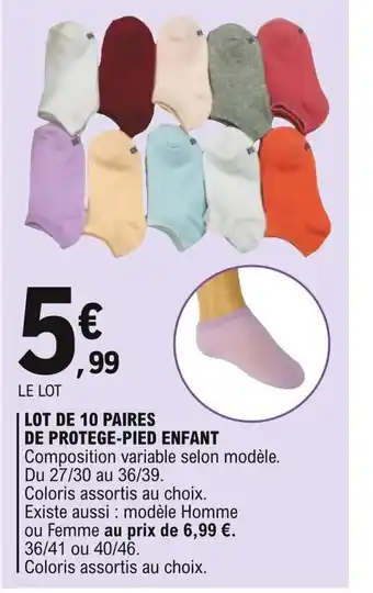 E.Leclerc Lot de 10 Paires de Protege-Pied Enfant offre