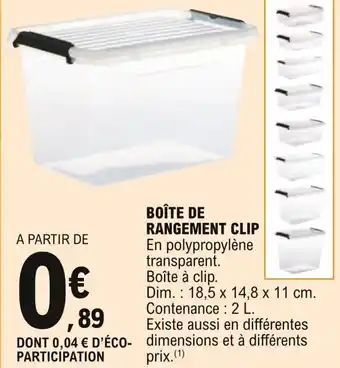 E.Leclerc Boîte de Rangement Clip offre