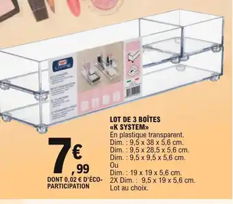 E.Leclerc Lot de 3 Boîtes K System offre