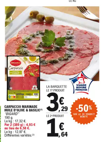 E.Leclerc Carpacccio marinade huile d'olive & basilic offre