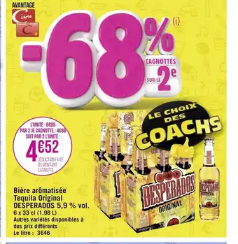 Géant Casino Bière Aromatisée Tequila Original Desperados 5,9% vol offre