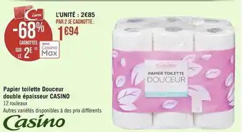 Géant Casino Papier Toilette Douceur Double Épaisseur Casino offre