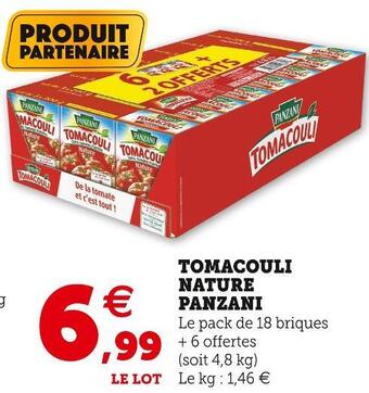 Super U Panzani tomacouli nature offre