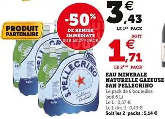 Super U San pellegrino eau minerale naturelle gazeuse offre