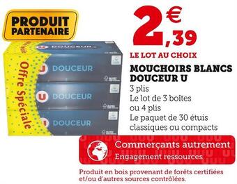 Super U U mouchoirs blancs douceur offre