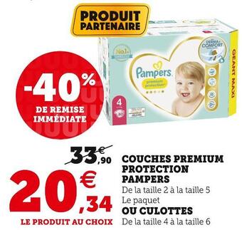 Super U Pampers couches premium protection offre