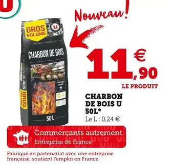 Super U Charbon de bois u 50l* offre
