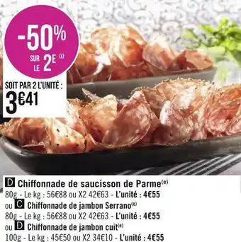 Chiffonnade de saucisson de parme