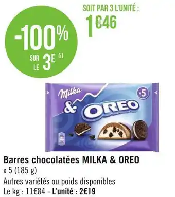 Géant Casino Milka & oreo barres chocolatées offre