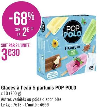 Géant Casino Pop polo glaces à l’eau 5 parfums offre