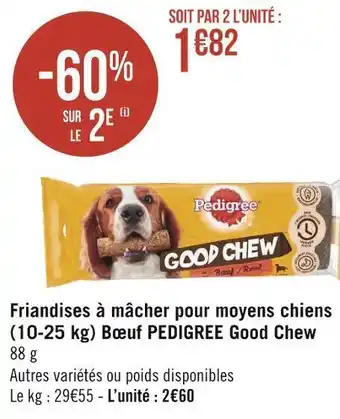 Géant Casino Pedigree friandises à mâcher pour moyens chiens (10-25 kg) bœuf good chew offre