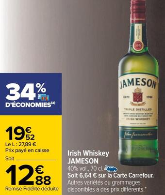 Carrefour Jameson irish whiskey offre