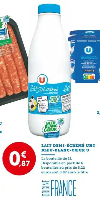 U Express U lait demi-écrémé uht bleu-blanc-coeur offre