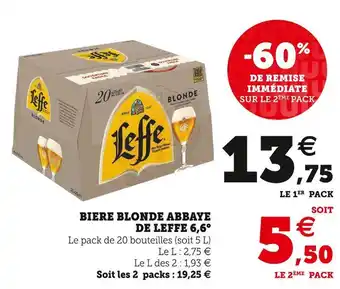 U Express Leffe biere blonde abbaye de leffe 6,6° offre