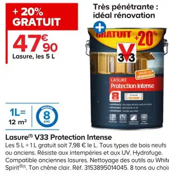 Castorama V33 lasure protection intense offre