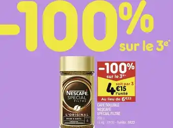 Leader Price Café soluble nescafé spécial filtre offre