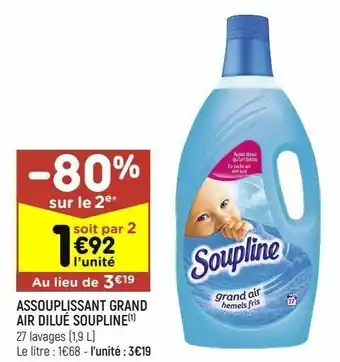 Leader Price Assouplissant grand air dilué soupline offre