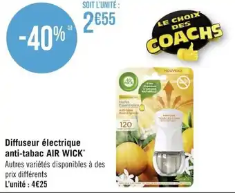 Géant Casino AIR WICK diffuseur électrique anti-tabac offre