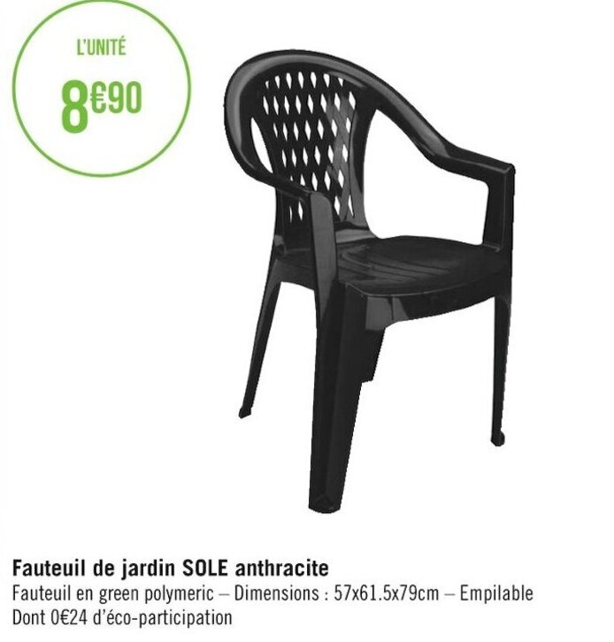 Promo Fauteuil de jardin SOLE anthracite chez Géant Casino