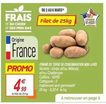 Netto Pomme De Terre De Consommation Non Lavée offre