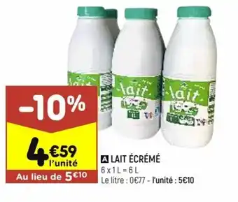 Leader Price Lait écrémé offre