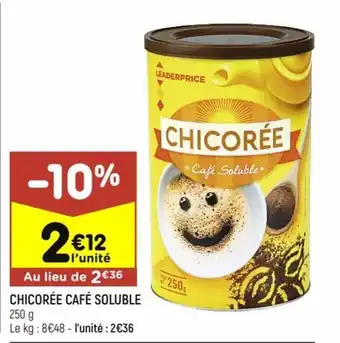 Leader Price Chicorée café soluble offre