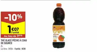 Leader Price Thé glacé pêche à l'eau de source offre