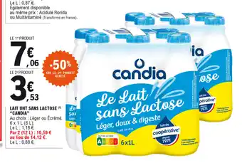 E.Leclerc Lait uht sans lactose "candia" offre