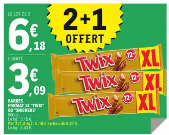 E.Leclerc Barres format xl "twix" ou "snickers" offre