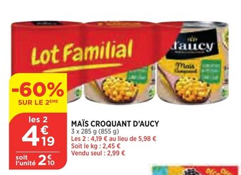 Bi1 Maïs croquant d'aucy offre