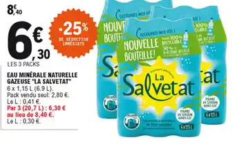 E.Leclerc Eau minérale naturelle gazeuse "la salvetat" offre