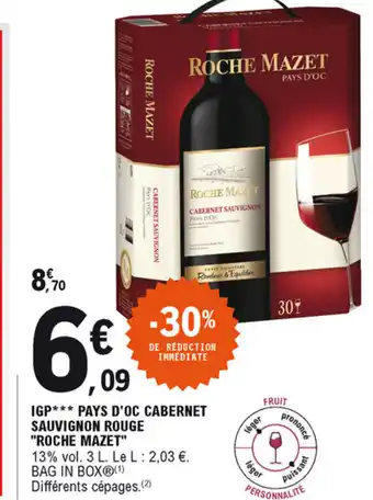 E.Leclerc Igp*** pays d'oc cabernet sauvignon rouge "roche mazet" offre