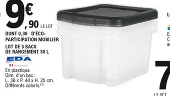 E.Leclerc Lot de 3 bacs de rangement offre