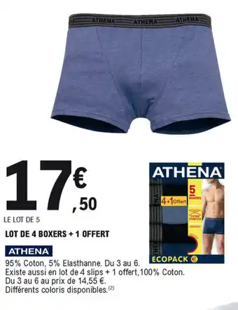 E.Leclerc Lot de 4 boxers + 1 offert offre