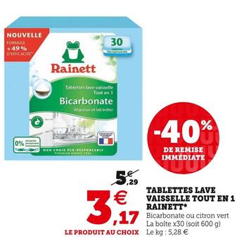 U Express Rainett tablettes lave vaisselle tout en 1* offre