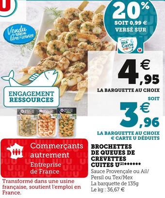 U Express U brochettes de queues de crevettes cuites offre