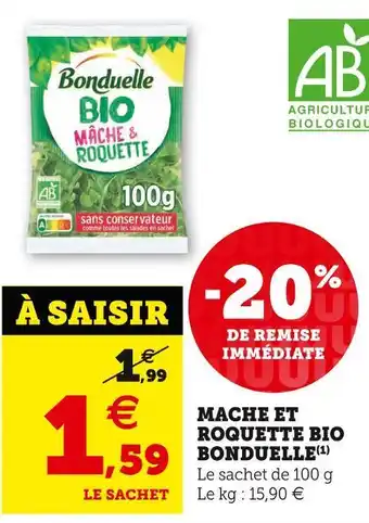 U Express Bonduelle mache et roquette bio offre