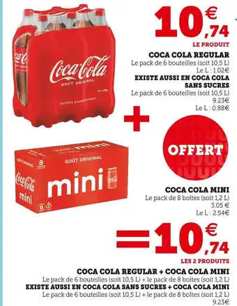 U Express Coca cola coca cola regular + coca cola mini offre
