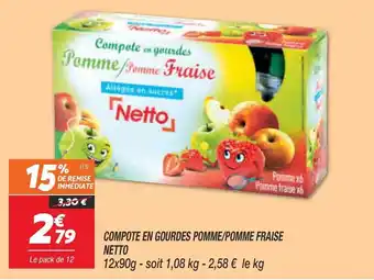 Netto Compote en gourdes pomme/pomme fraise netto offre